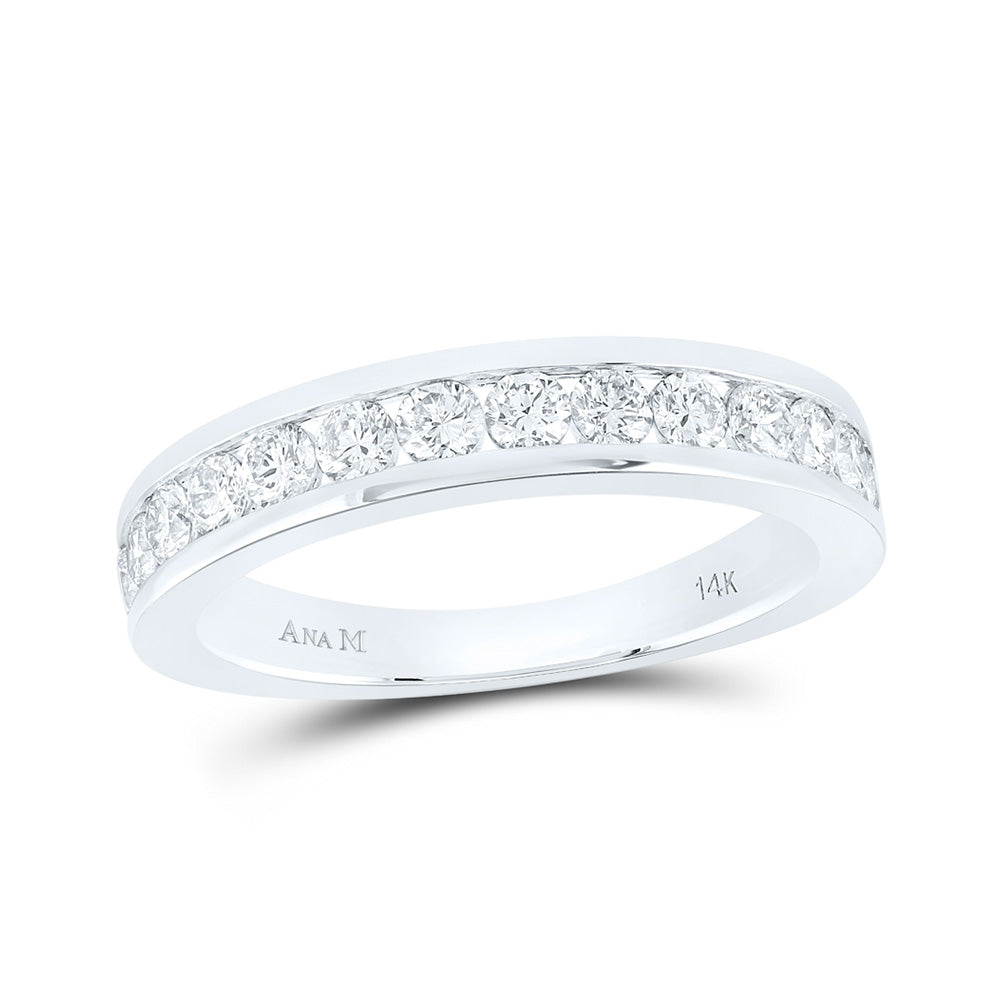 14K White Gold Womens Round Diamond Wedding Single Row Band 3/4 Cttw, Womens Size: 5-10