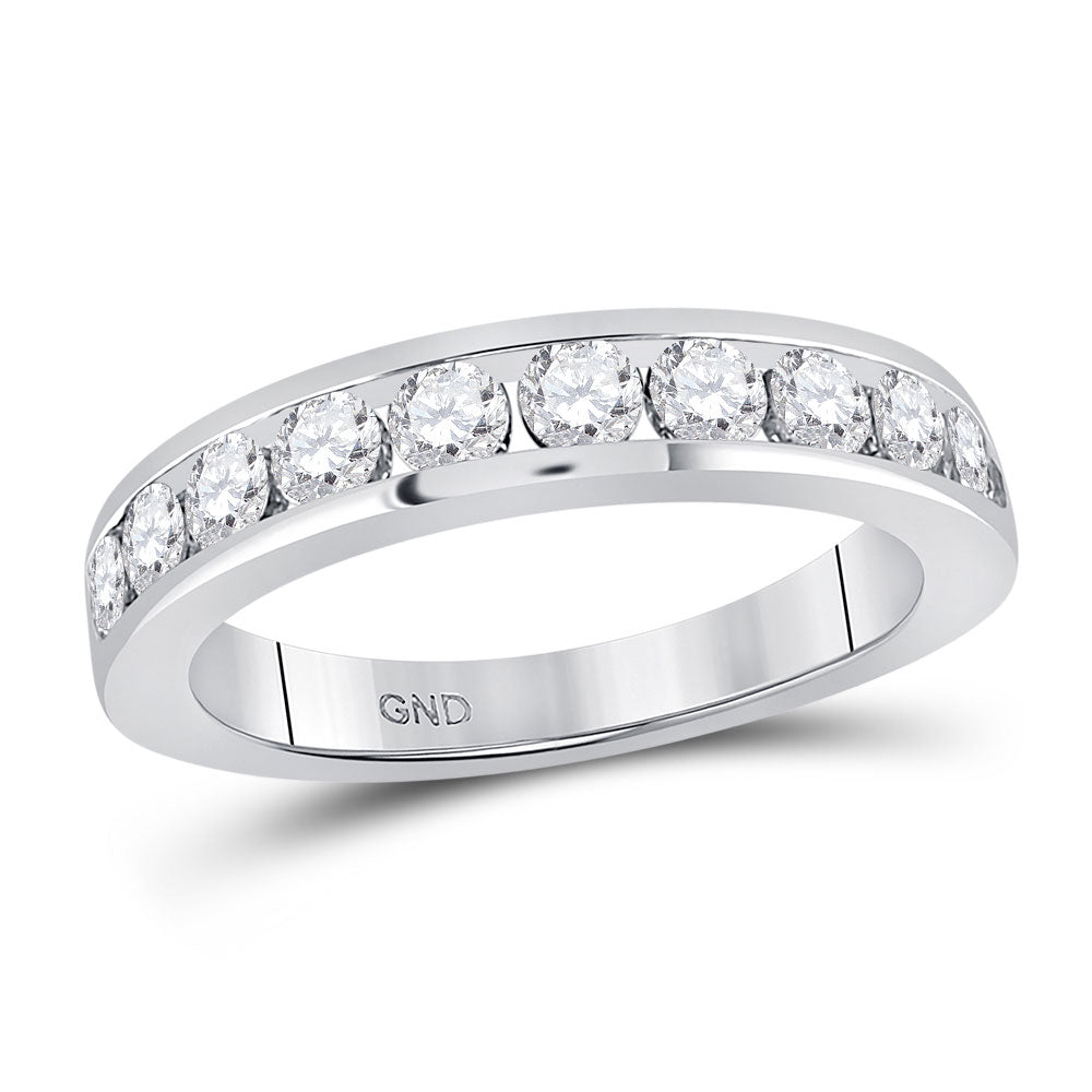 14K White Gold Womens Round Diamond Wedding Single Row Band 1 Cttw, Womens Size: 5-10