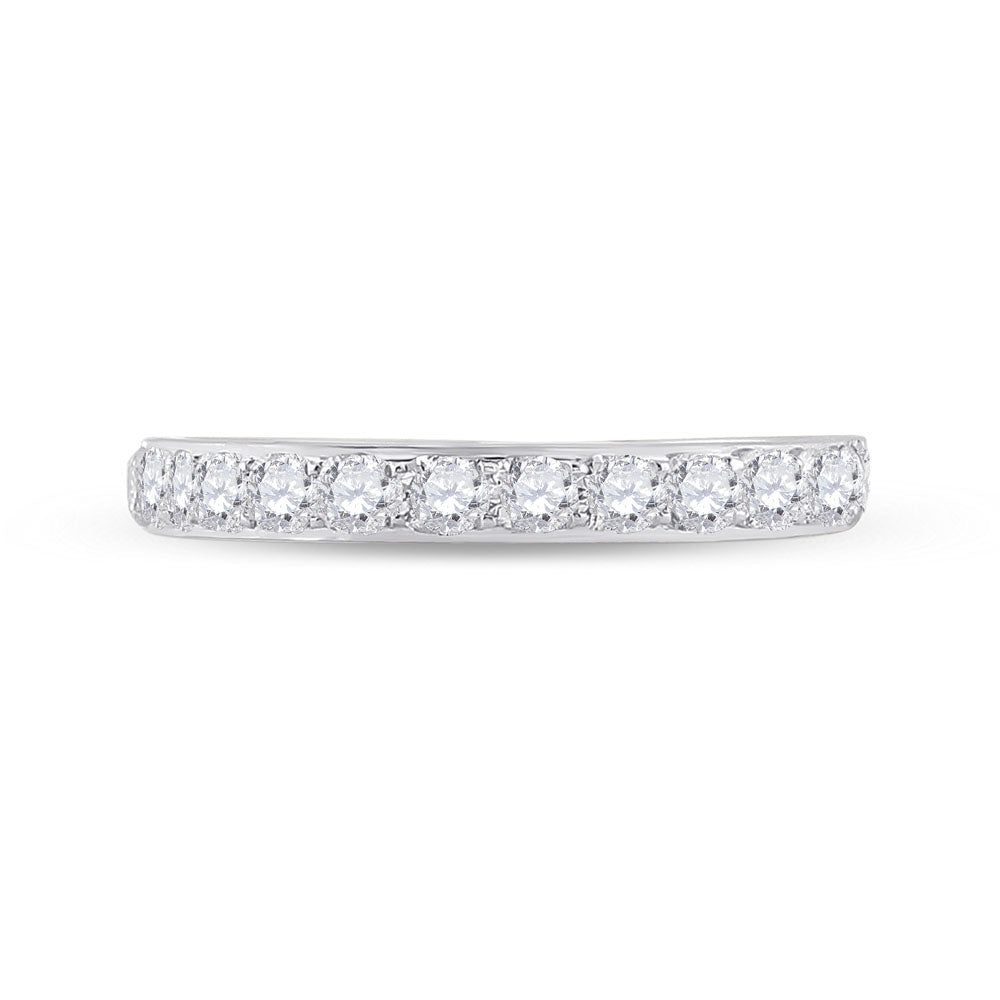 14K White Gold Womens Round Diamond Wedding Single Row Band 1/2 Cttw, Womens Size: 5-10