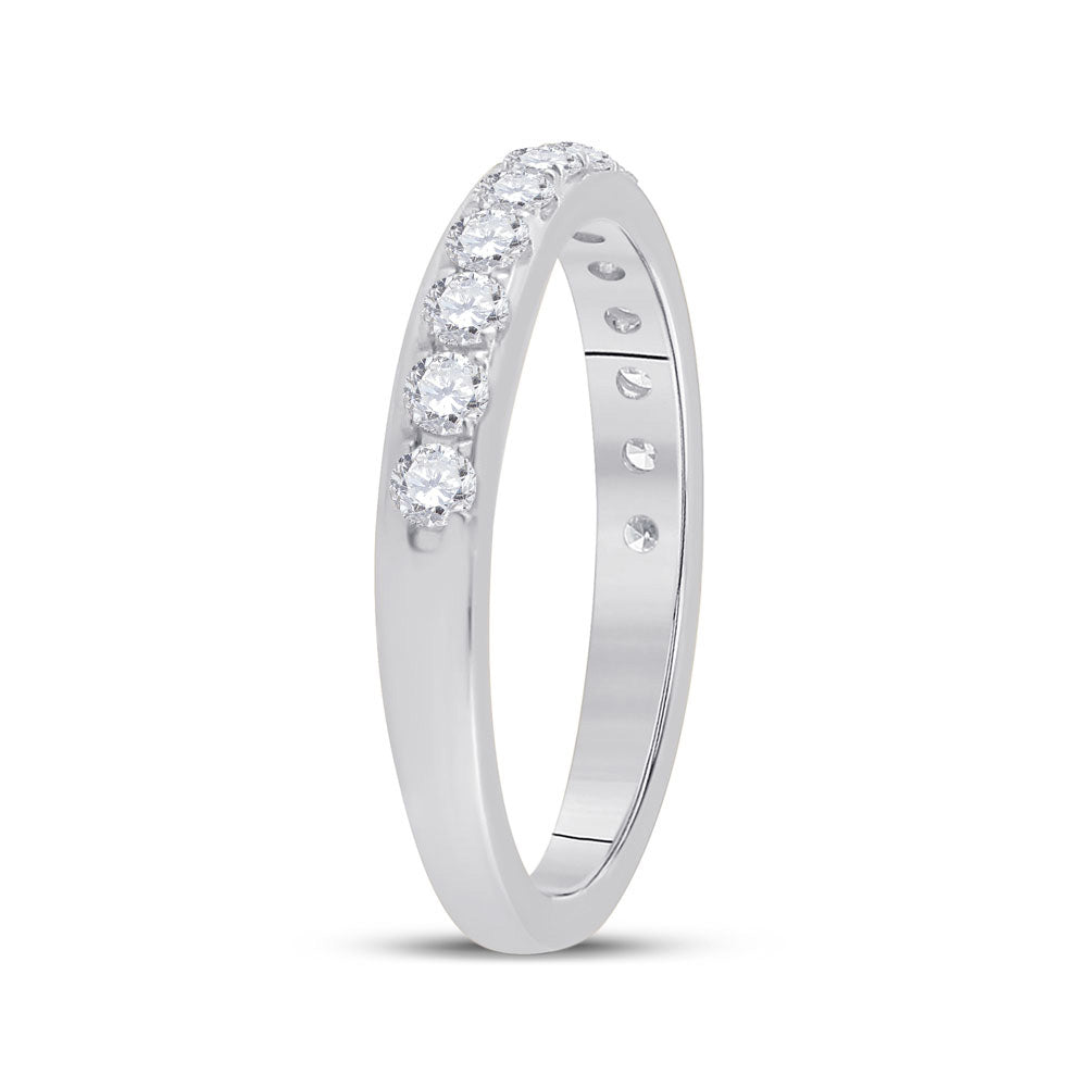 14K White Gold Womens Round Diamond Wedding Single Row Band 1/2 Cttw, Womens Size: 5-10
