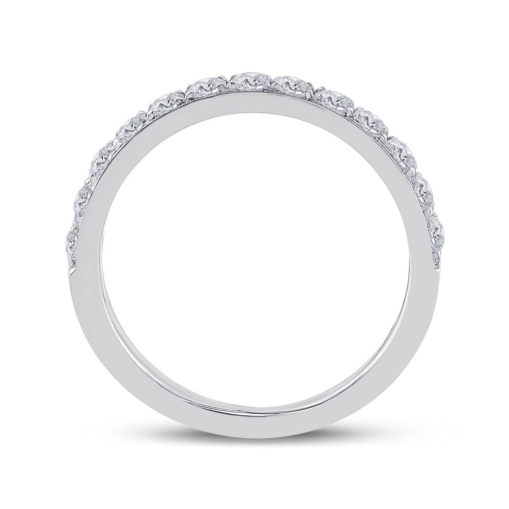 14K White Gold Womens Round Diamond Wedding Single Row Band 1/2 Cttw, Womens Size: 5-10