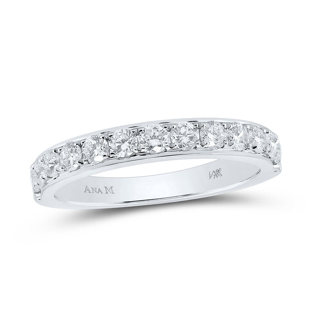 14K White Gold Womens Round Diamond Wedding Single Row Band 1/2 Cttw, Womens Size: 5-10