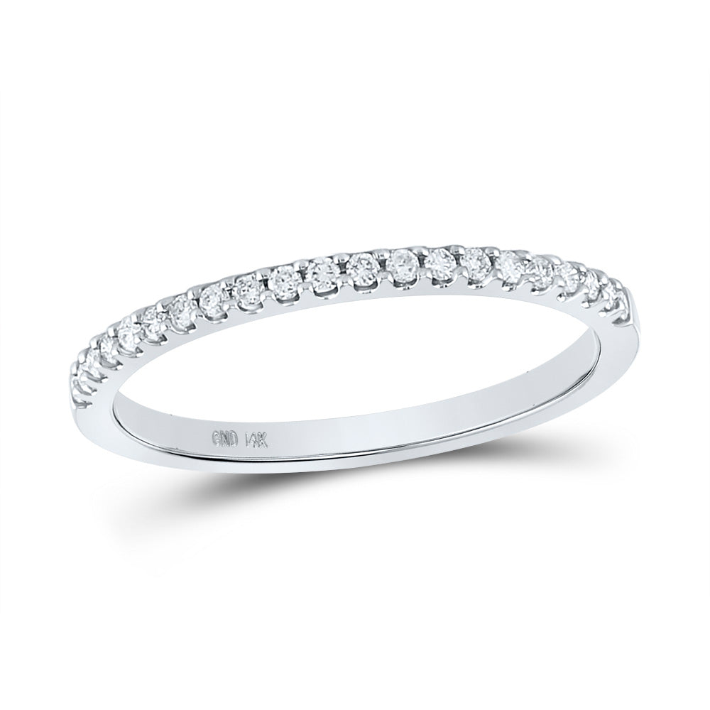 14K White Gold Womens Round Diamond Wedding Single Row Band 1/6 Cttw, Womens Size: 5-10