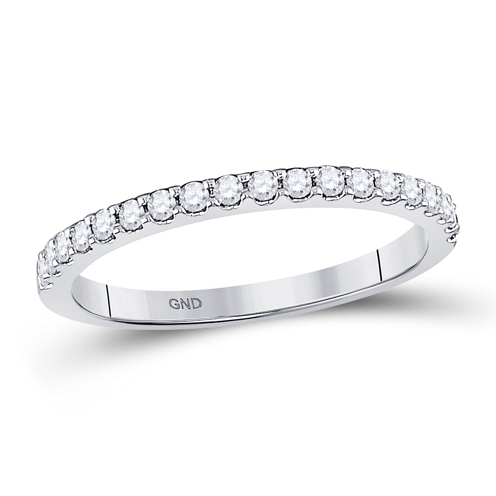 14K White Gold Womens Round Diamond Wedding Single Row Band 1/4 Cttw, Womens Size: 5-10