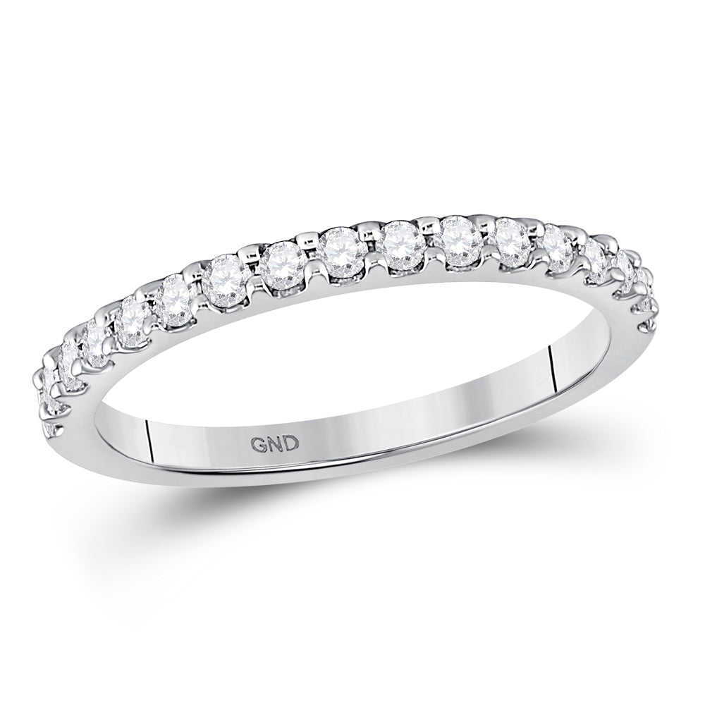14K White Gold Womens Round Diamond Wedding Single Row Band 1/3 Cttw, Womens Size: 5-10