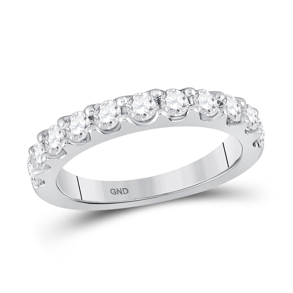 14K White Gold Womens Round Diamond Wedding Single Row Band 7/8 Cttw, Womens Size: 5-10