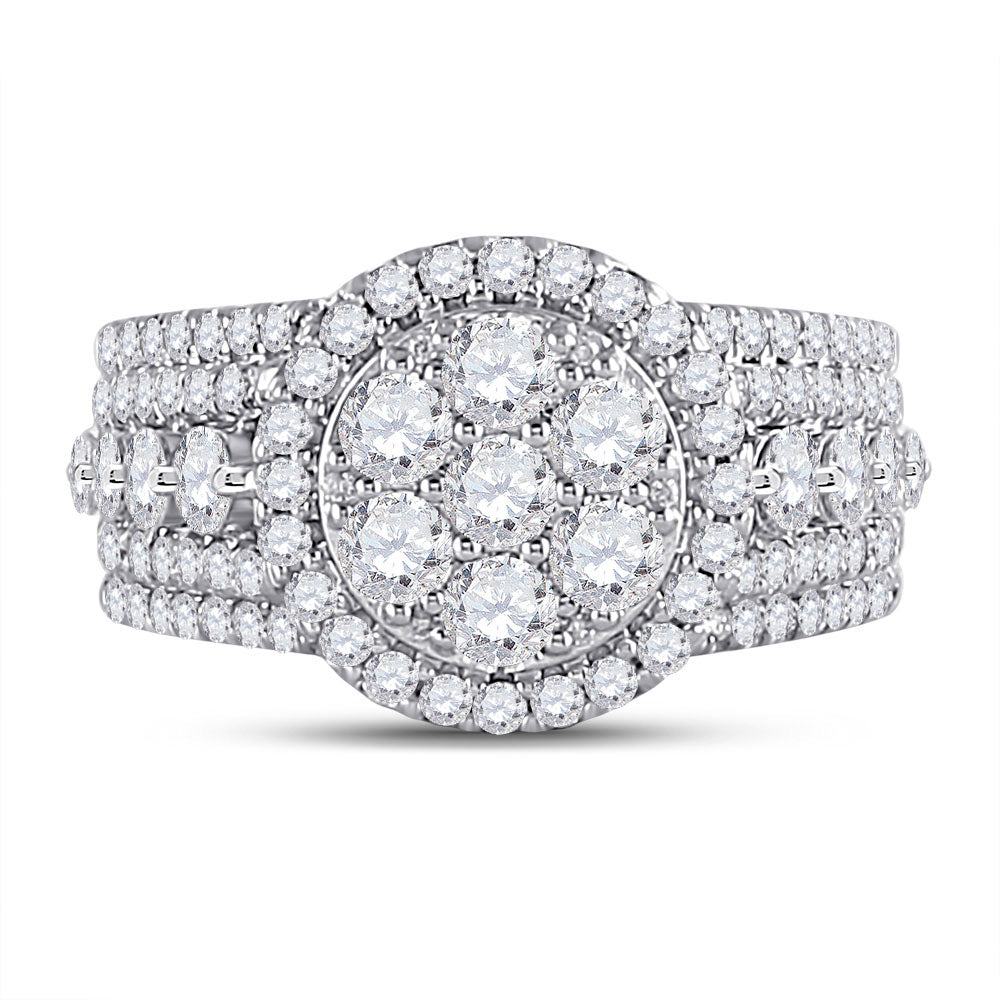 14K Rose Gold Round Diamond Cluster Bridal Wedding Engagement Ring 2 Cttw, Womens Size: 5-10