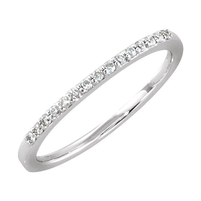 14K White Gold Round 1.2 Mm Polished 1/8 Ctw Natural Diamond Anniversary Band