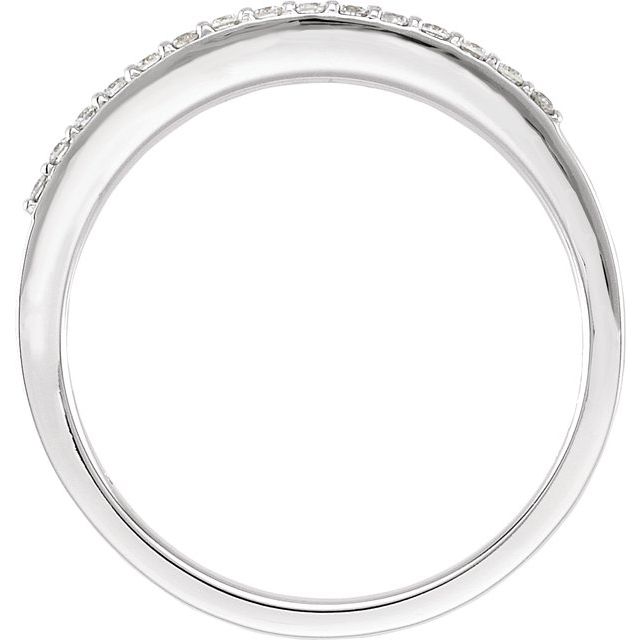 14K White Gold Round 1.2 Mm Polished 1/8 Ctw Natural Diamond Anniversary Band