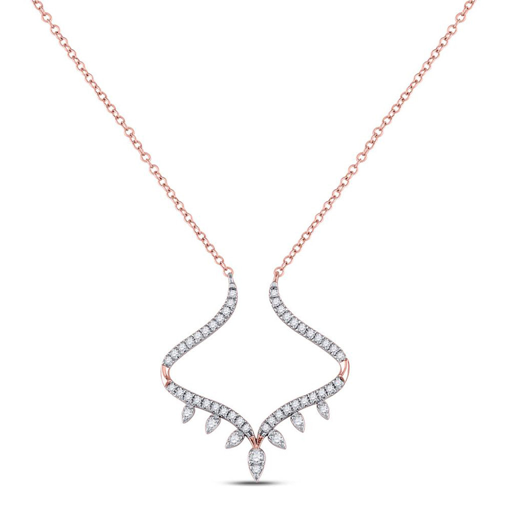 14K Rose Gold Womens Round Diamond Fashion Necklace 1/4 Cttw, Length: 17.5 In
