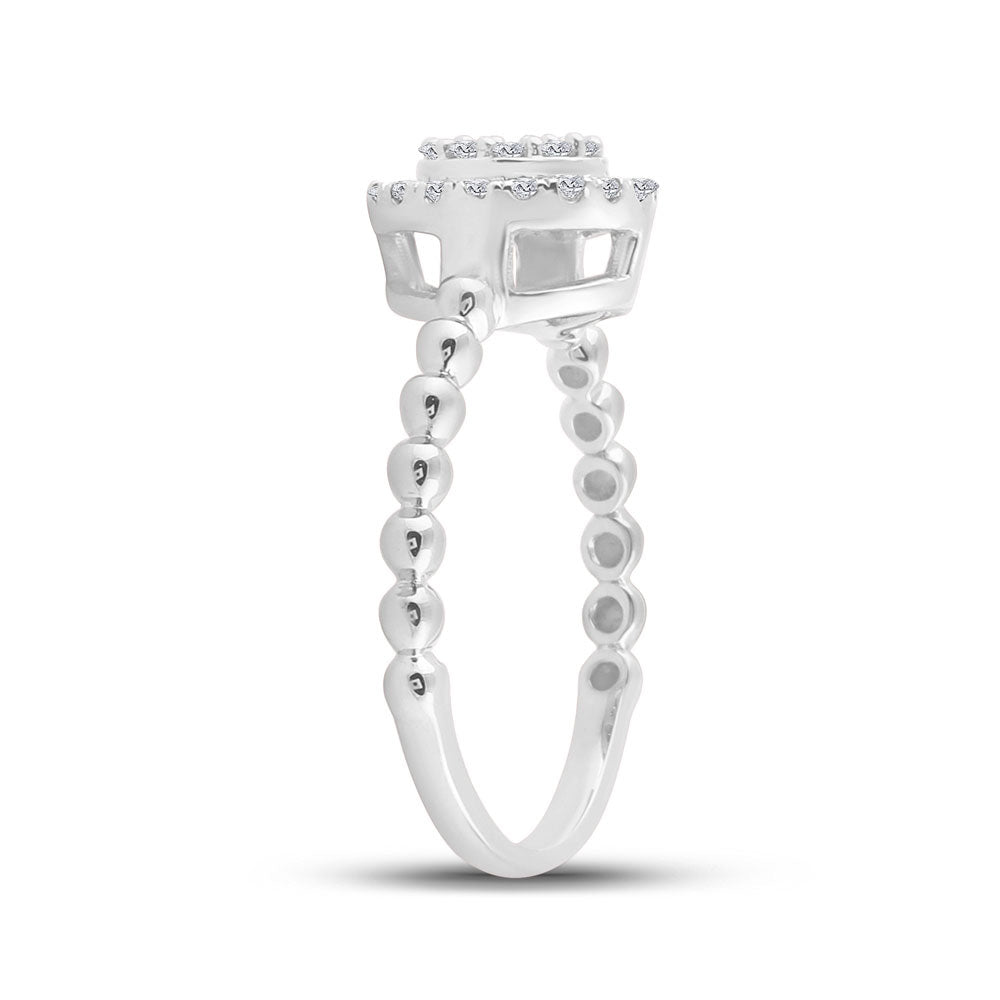 10K White Gold Womens Baguette Diamond Circle Cluster Ring 1/4 Cttw, Womens Size: 5-10