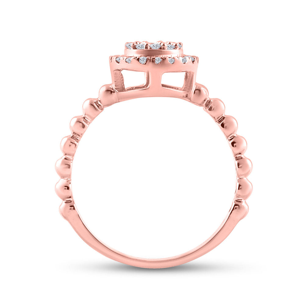 10K Rose Gold Womens Baguette Diamond Circle Cluster Ring 1/4 Cttw, Womens Size: 5-10