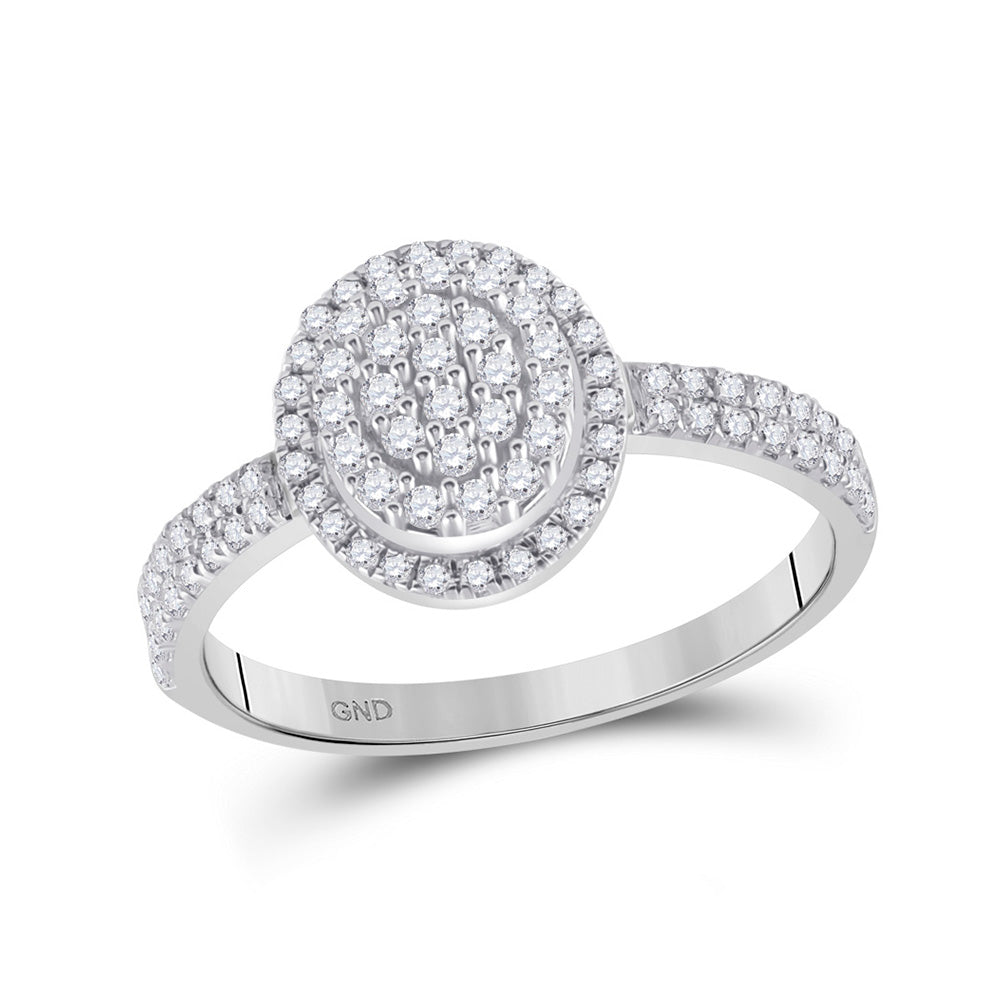 10K White Gold Womens Round Diamond Cluster Ring 1/2 Cttw, Womens Size: 5-10