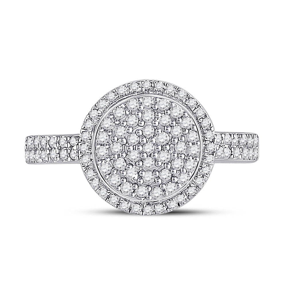 10K White Gold Womens Round Diamond Cluster Ring 1/2 Cttw, Womens Size: 5-10