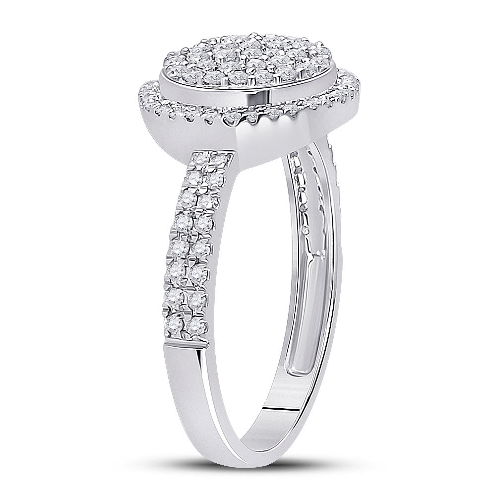 10K White Gold Womens Round Diamond Cluster Ring 1/2 Cttw, Womens Size: 5-10