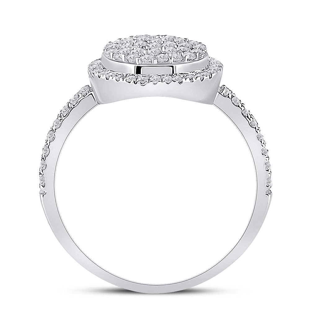 10K White Gold Womens Round Diamond Cluster Ring 1/2 Cttw, Womens Size: 5-10