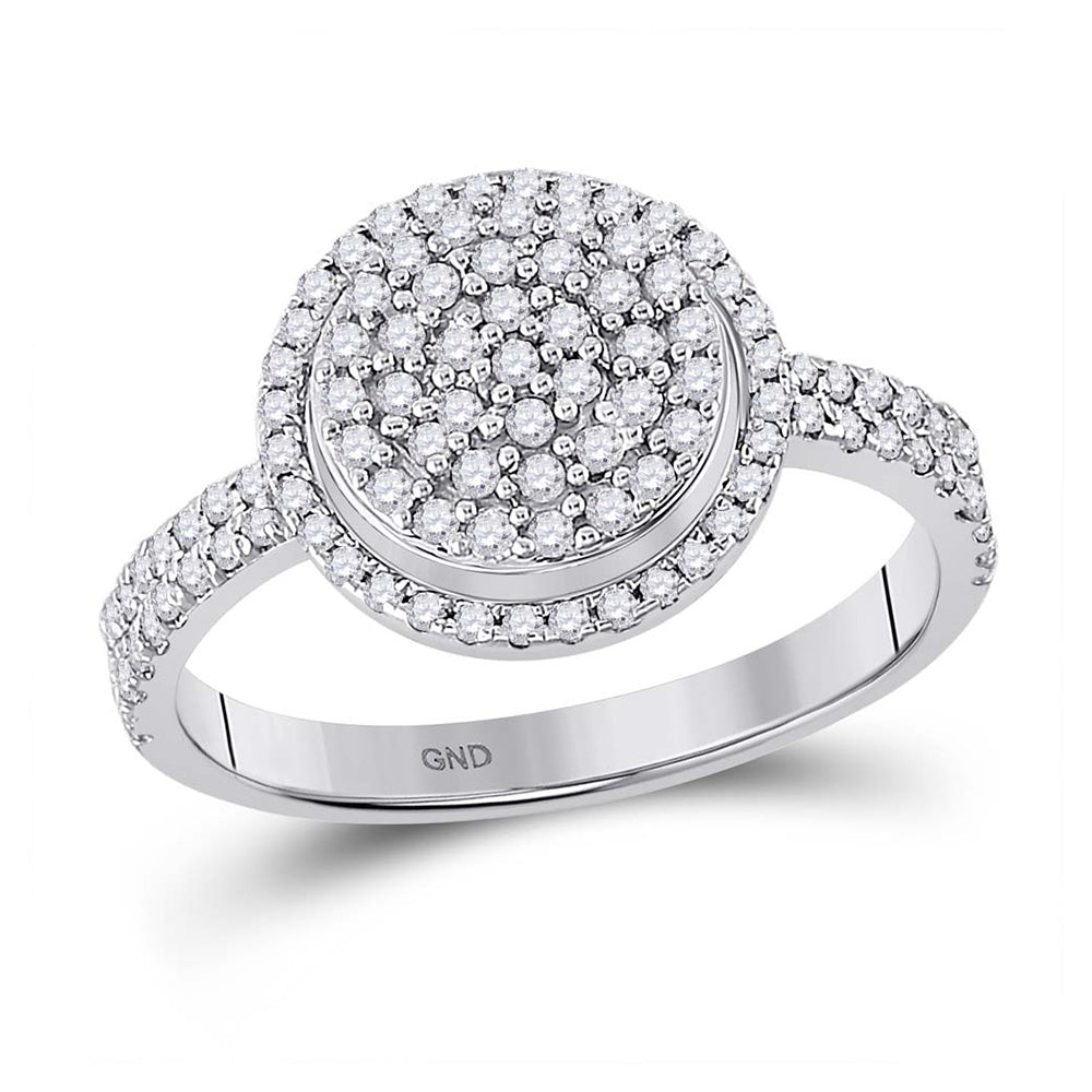 10K White Gold Womens Round Diamond Cluster Ring 1/2 Cttw, Womens Size: 5-10