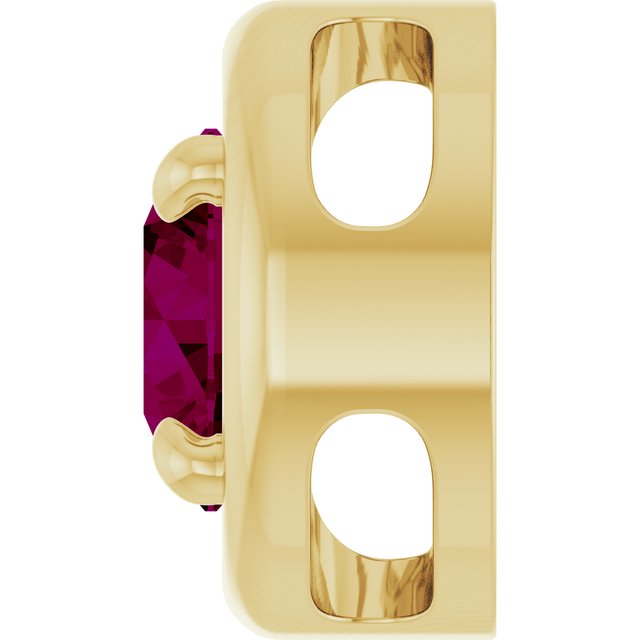 14K Yellow Gold Round 7 Mm Polished Natural Rhodolite Garnet Solitaire Slide Pendant
