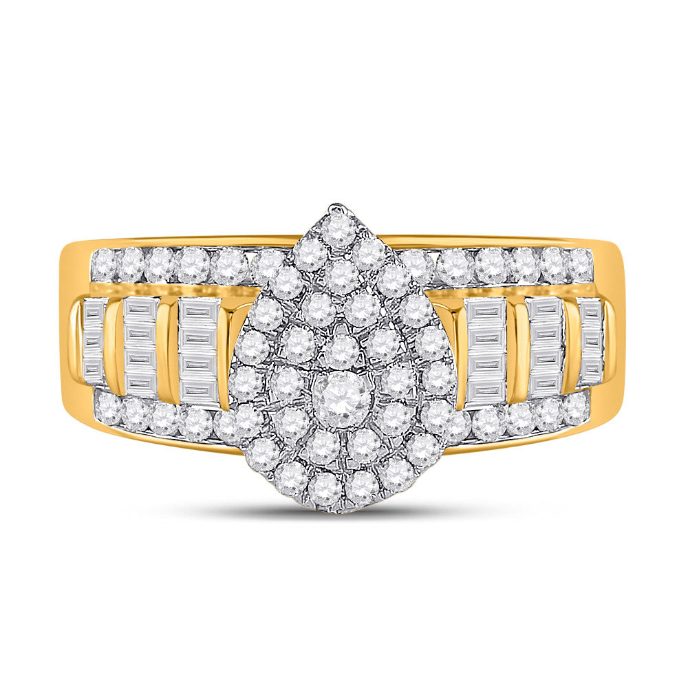 10K Yellow Or White Gold Round Diamond Teardrop Bridal Wedding Engagement Ring 1 Cttw, Womens Size: 5-10