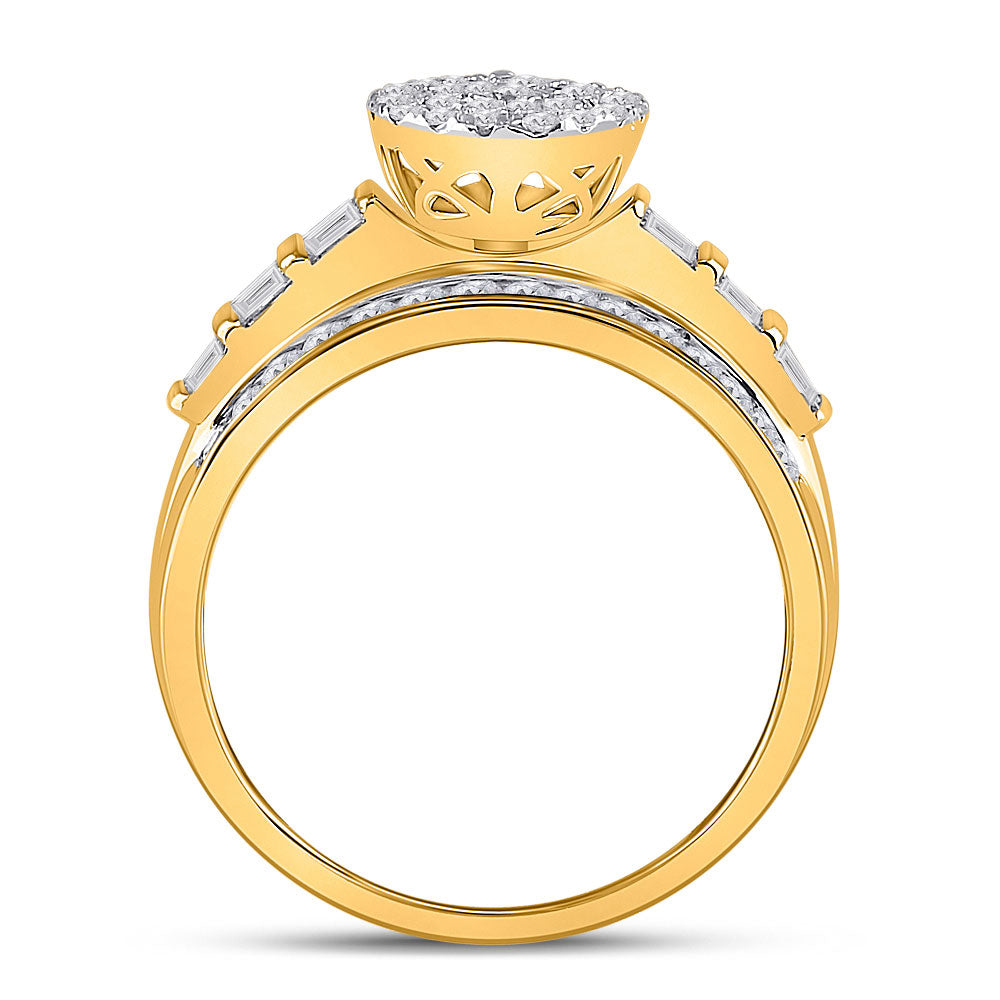 10K Yellow Or White Gold Round Diamond Teardrop Bridal Wedding Engagement Ring 1 Cttw, Womens Size: 5-10