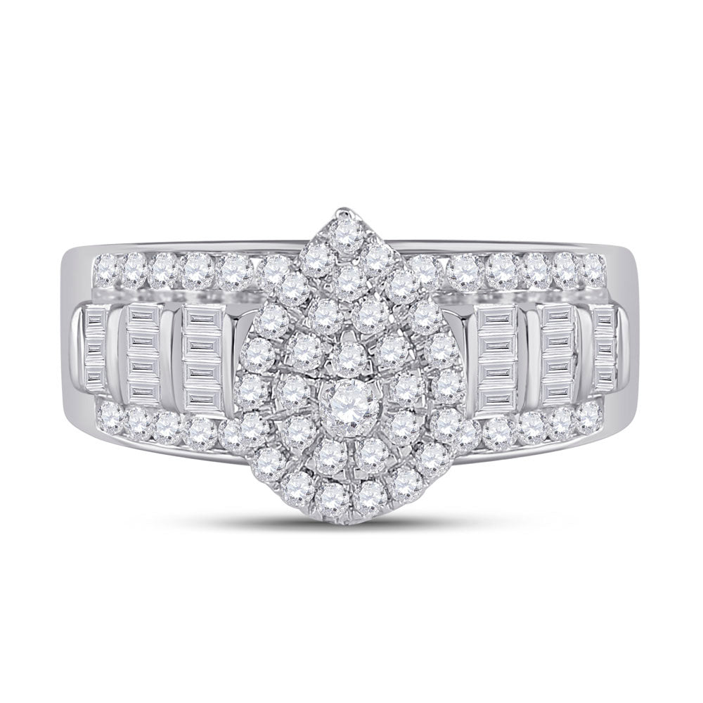 10K Yellow Or White Gold Round Diamond Teardrop Bridal Wedding Engagement Ring 1 Cttw, Womens Size: 5-10