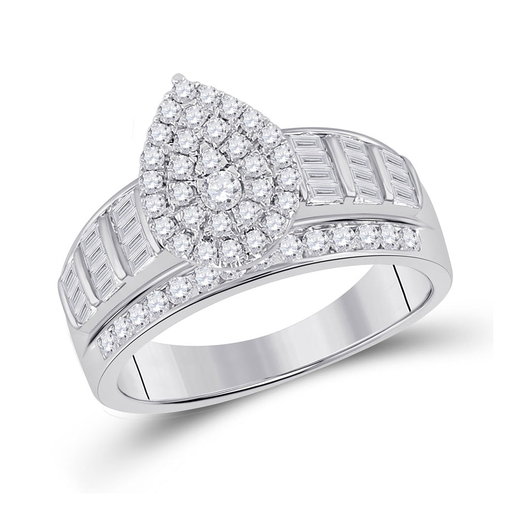 10K Yellow Or White Gold Round Diamond Teardrop Bridal Wedding Engagement Ring 1 Cttw, Womens Size: 5-10
