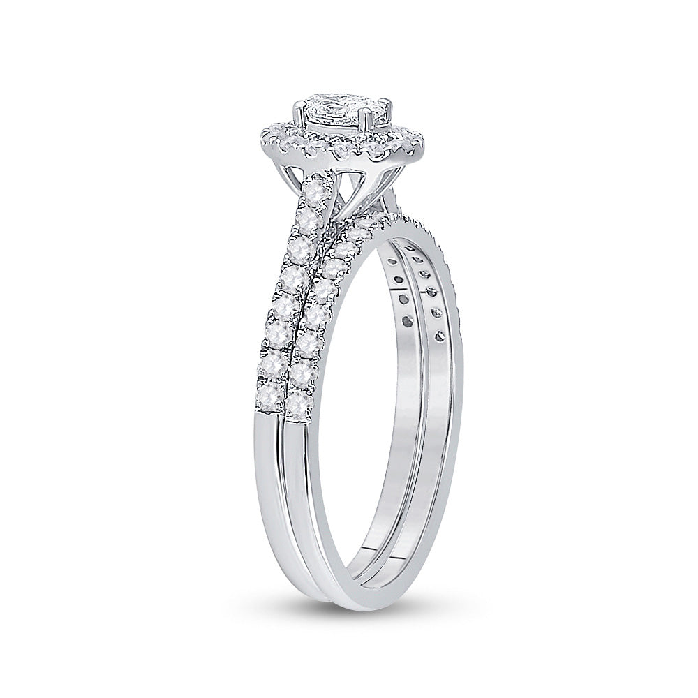 14K White Gold Oval Diamond Bridal Wedding Ring Band Set 3/4 Cttw, Womens Size: 5-10