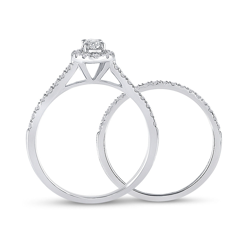 14K White Gold Oval Diamond Bridal Wedding Ring Band Set 3/4 Cttw, Womens Size: 5-10