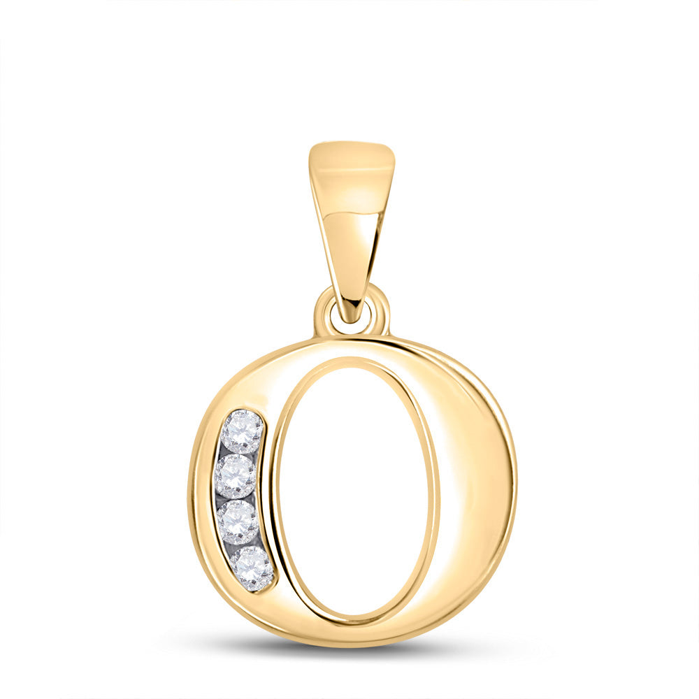 10K Yellow Gold Womens Round Diamond Initial Letter Pendant