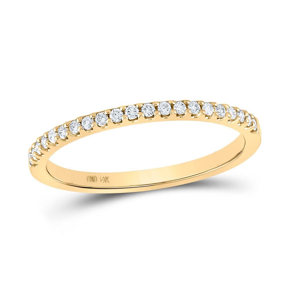 14K Yellow Gold Womens Round Diamond Wedding Single Row Band 1/6 Cttw, Womens Size: 5-10