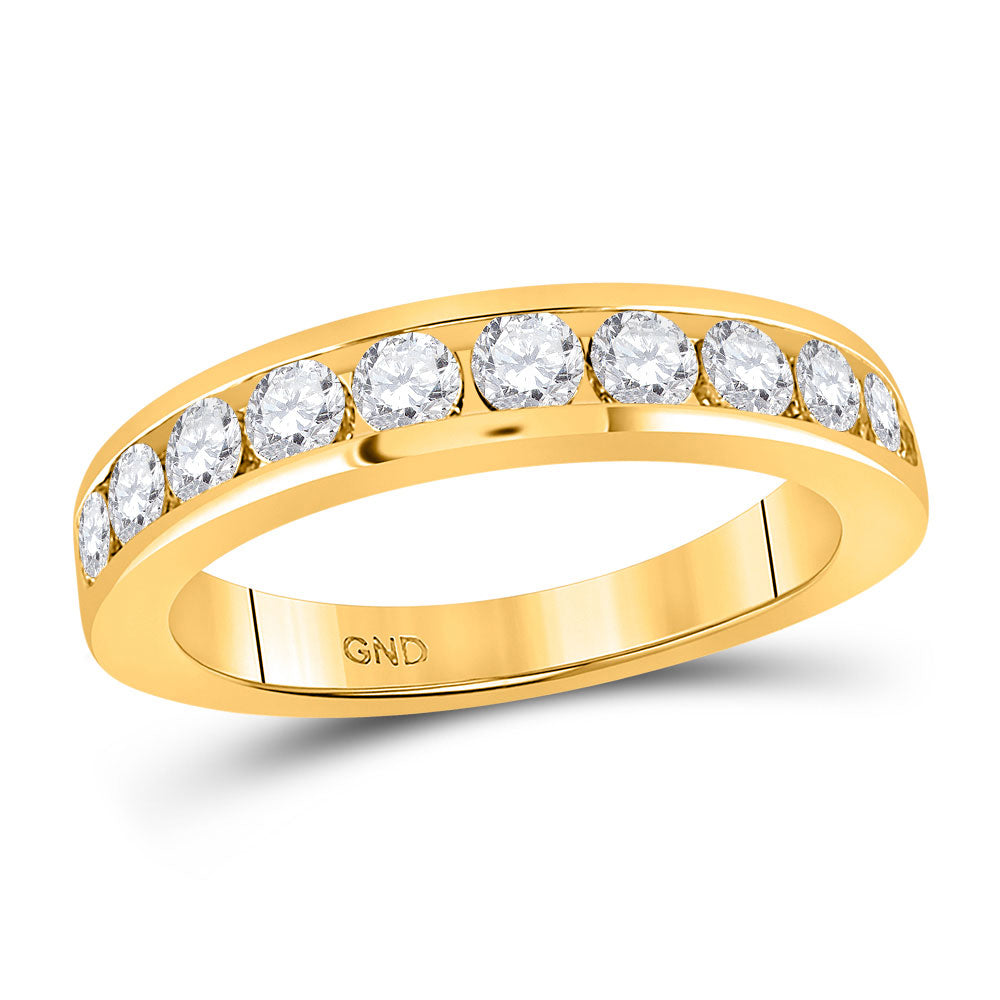 14K Yellow Gold Womens Round Diamond Wedding Single Row Band 1 Cttw, Womens Size: 5-10