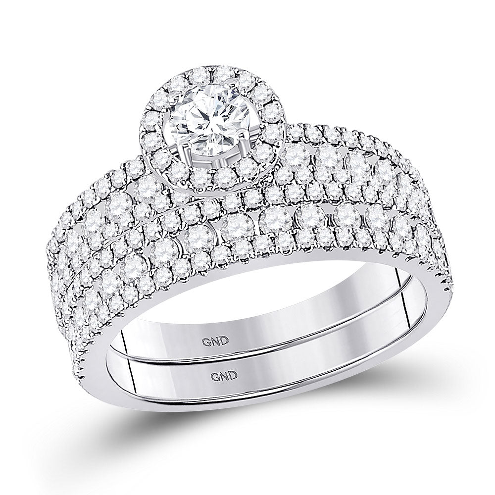 14K White Gold His Hers Round Diamond Solitaire Matching Wedding Set 2 Cttw, Womens Size: 5-10, Mens Size: 7-13