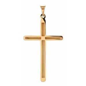 14K Yellow Gold 39.75 X 22 Mm Polished Unadorned Cross Pendant
