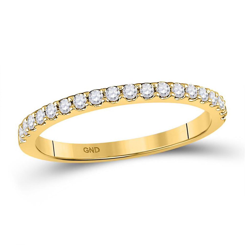 14K Yellow Or Rose Gold Womens Round Diamond Wedding Single Row Band 1/4 Cttw, Womens Size: 5-10