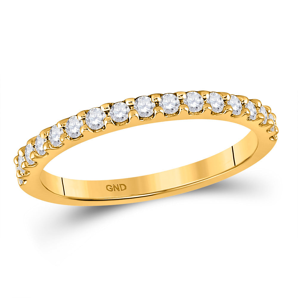 14K Rose Or Yellow Gold Womens Round Diamond Wedding Single Row Band , Womens Size: 5-10