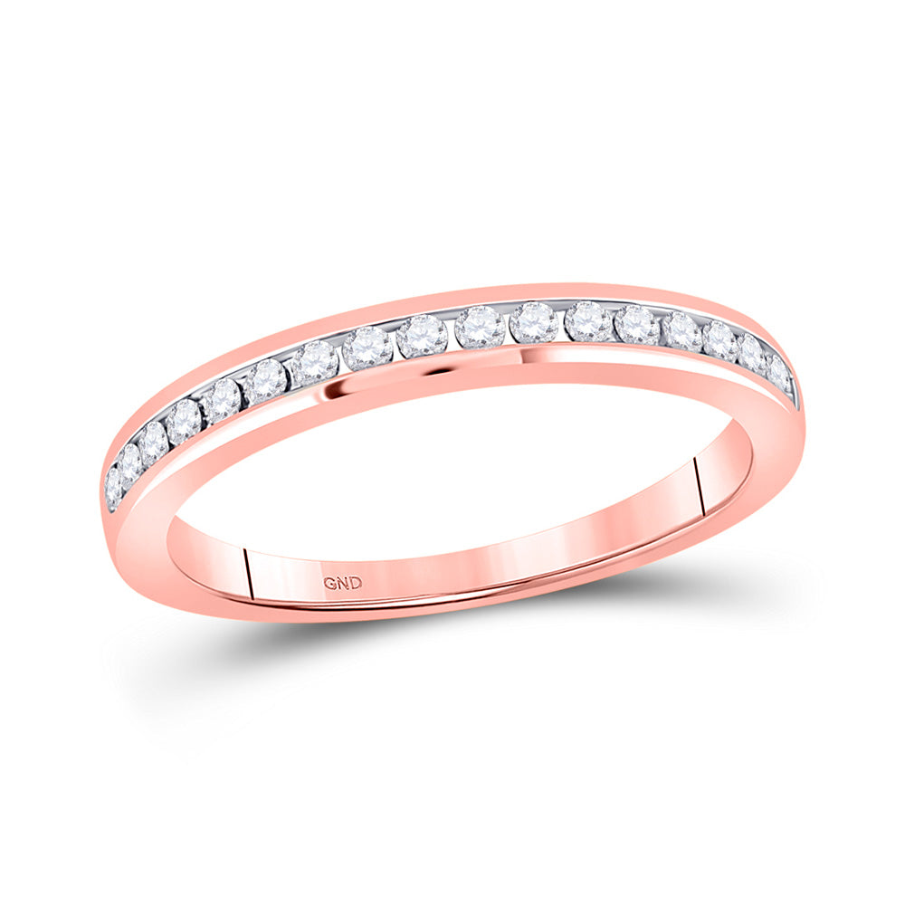 14K Rose Or Yellow Gold Womens Round Diamond Wedding Single Row Band , Womens Size: 5-10