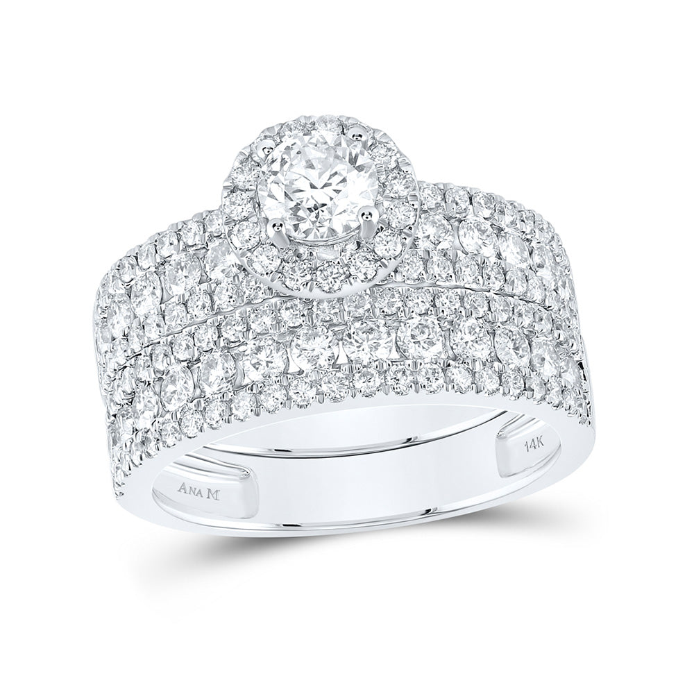 14K White Gold His Hers Round Diamond Solitaire Matching Wedding Set 3 Cttw, Womens Size: 5-10, Mens Size: 7-13