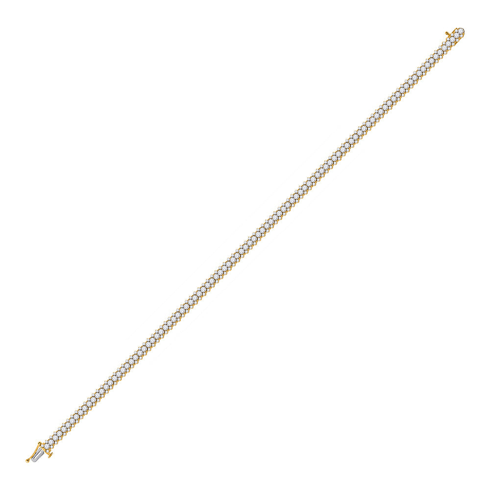 14K Yellow Gold Womens Round Diamond Single Row Tennis Bracelet 5 Cttw