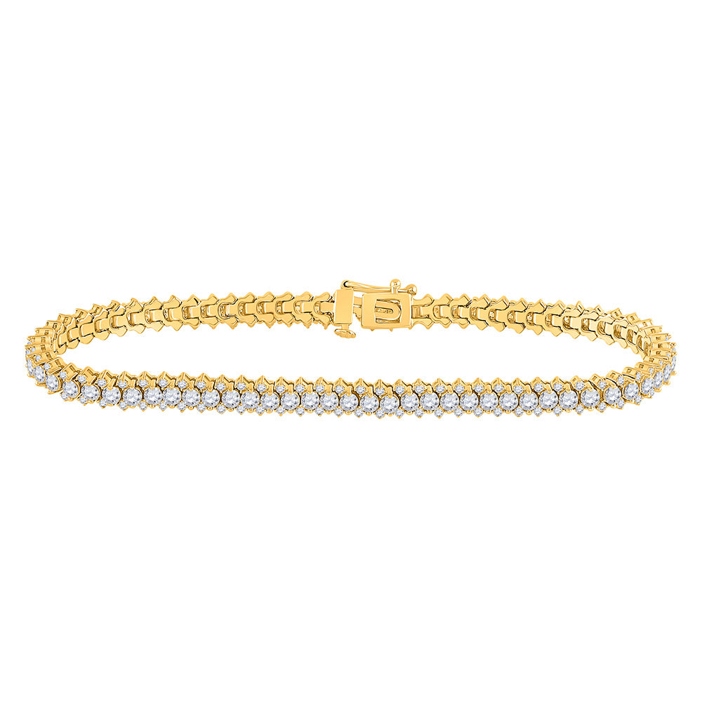 14K Yellow Gold Womens Round Diamond Single Row Tennis Bracelet 5 Cttw