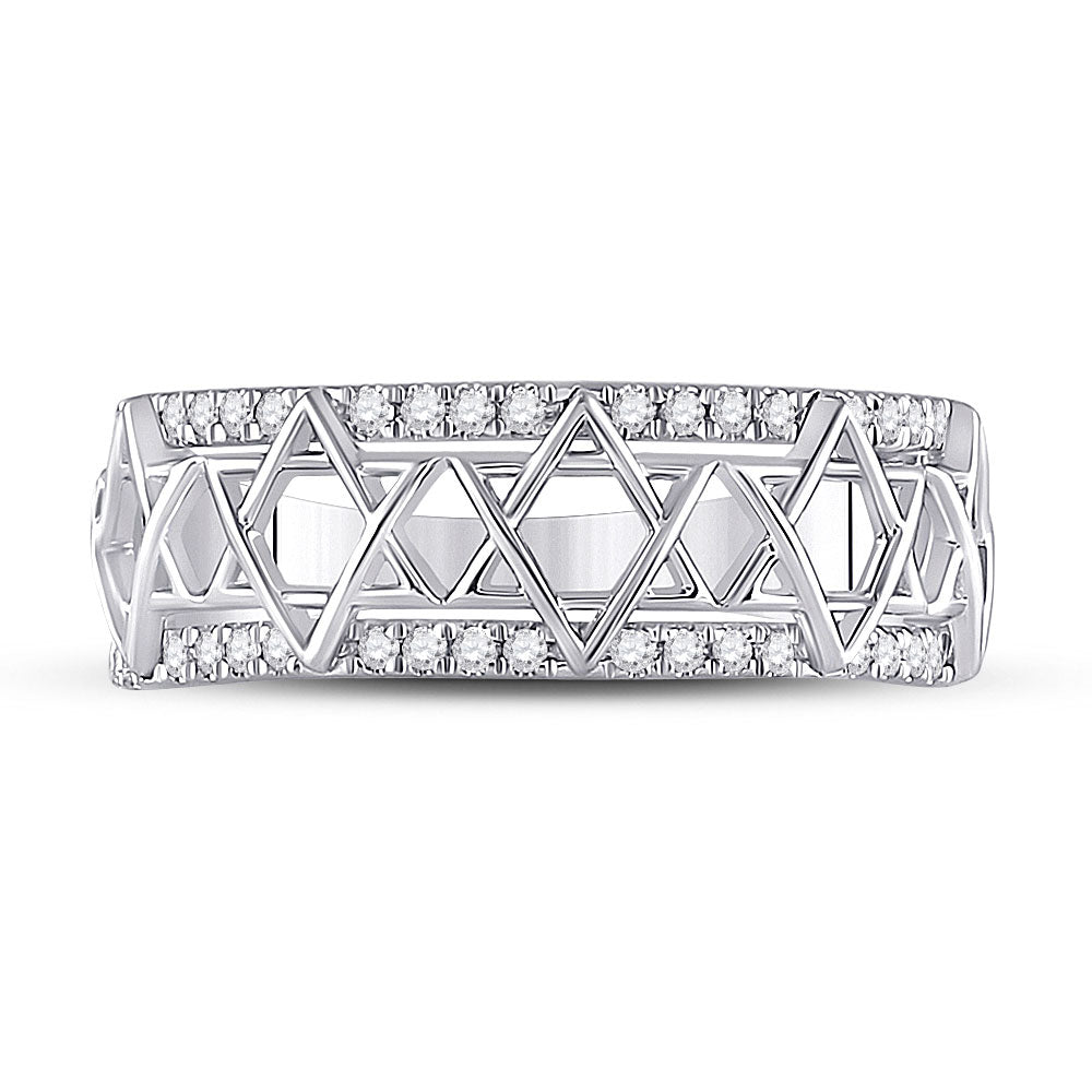 10K White Gold Womens Round Diamond Magen David Star Ring 1/5 Cttw, Womens Size: 5-10