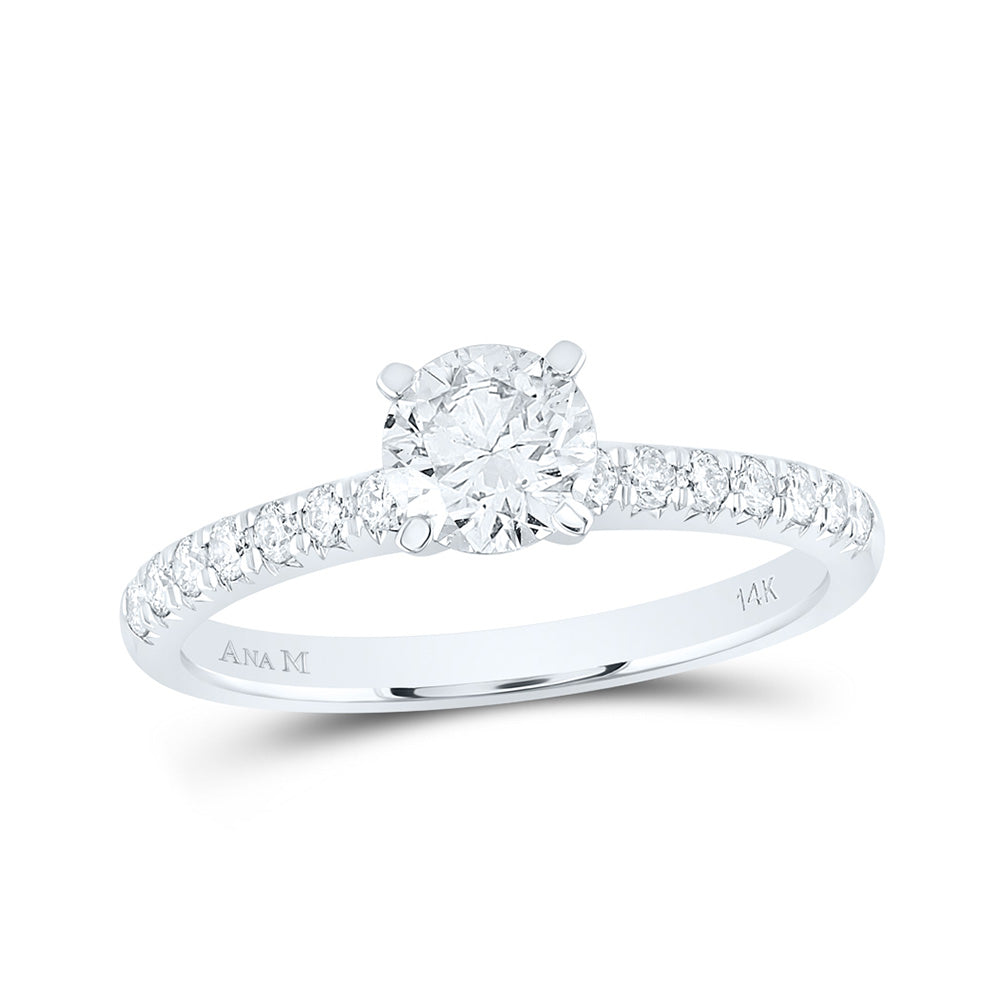 14K White Gold Round Diamond Solitaire Bridal Wedding Engagement Ring 1 Cttw, Womens Size: 5-10