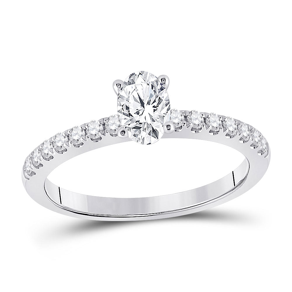 14K White Gold Oval Diamond Solitaire Bridal Wedding Engagement Ring 3/4 Cttw, Womens Size: 5-10