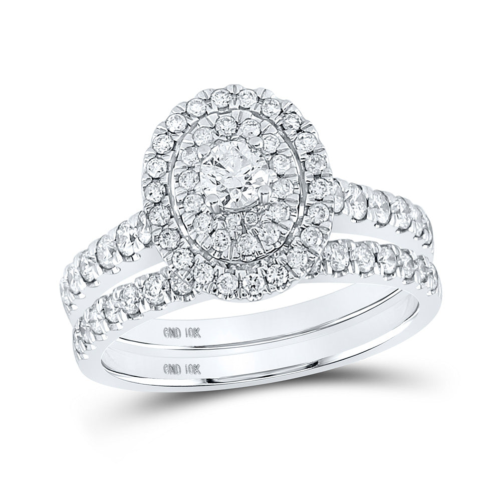 10K White Gold Round Diamond Bridal Wedding Ring Band Set 1 Cttw, Womens Size: 5-10
