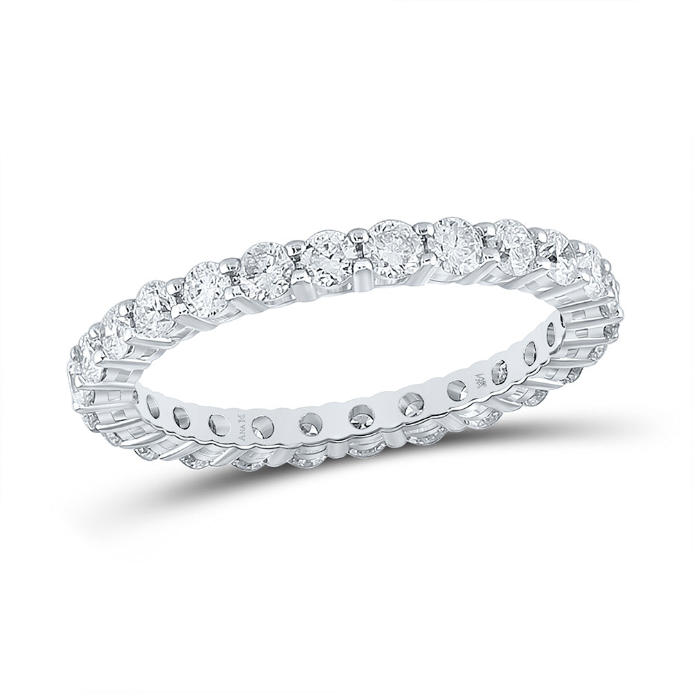 14K White Gold Womens Round Diamond Eternity Wedding Band 1-1/2 Cttw, Womens Size: 5-10