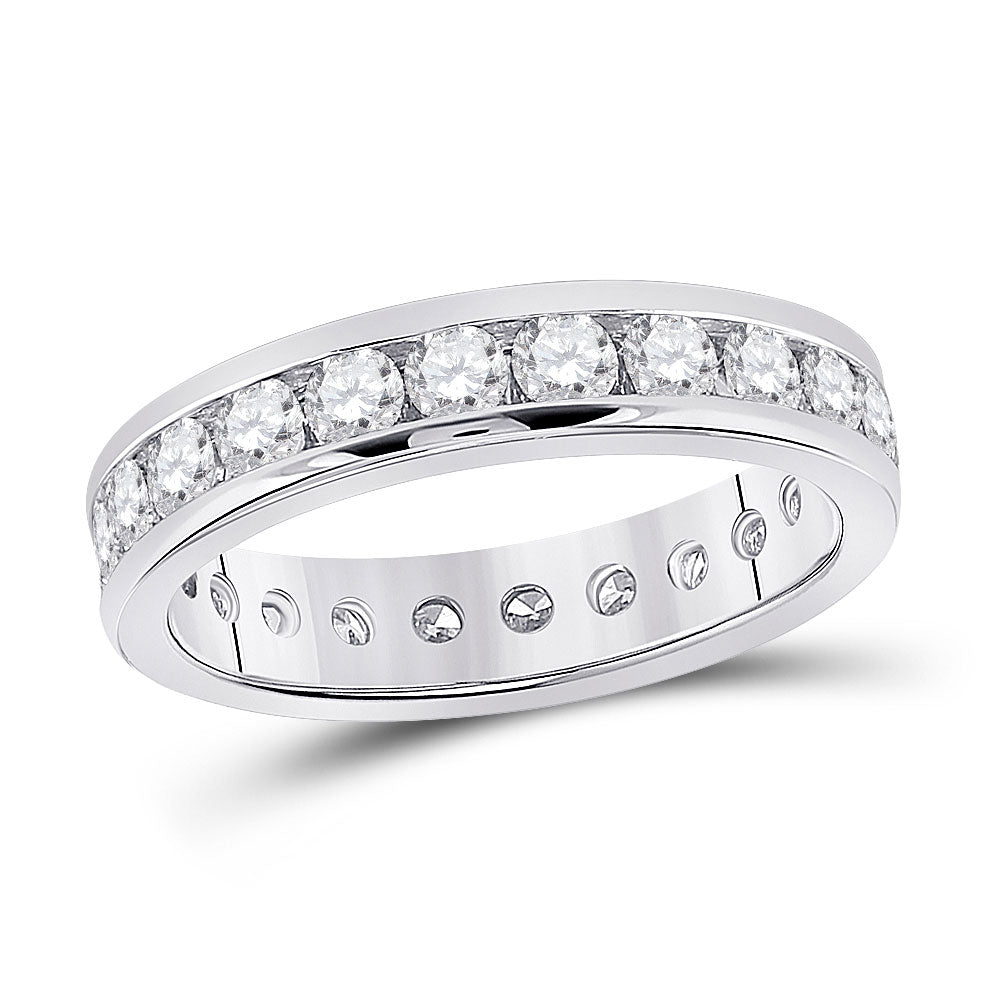 14K White Gold Womens Round Diamond Eternity Wedding Band 2 Cttw, Womens Size: 5-10