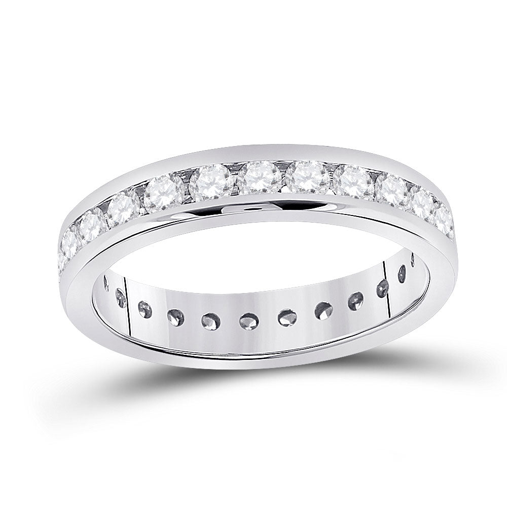 14K White Gold Womens Round Diamond Eternity Wedding Band 1-1/2 Cttw, Womens Size: 5-10