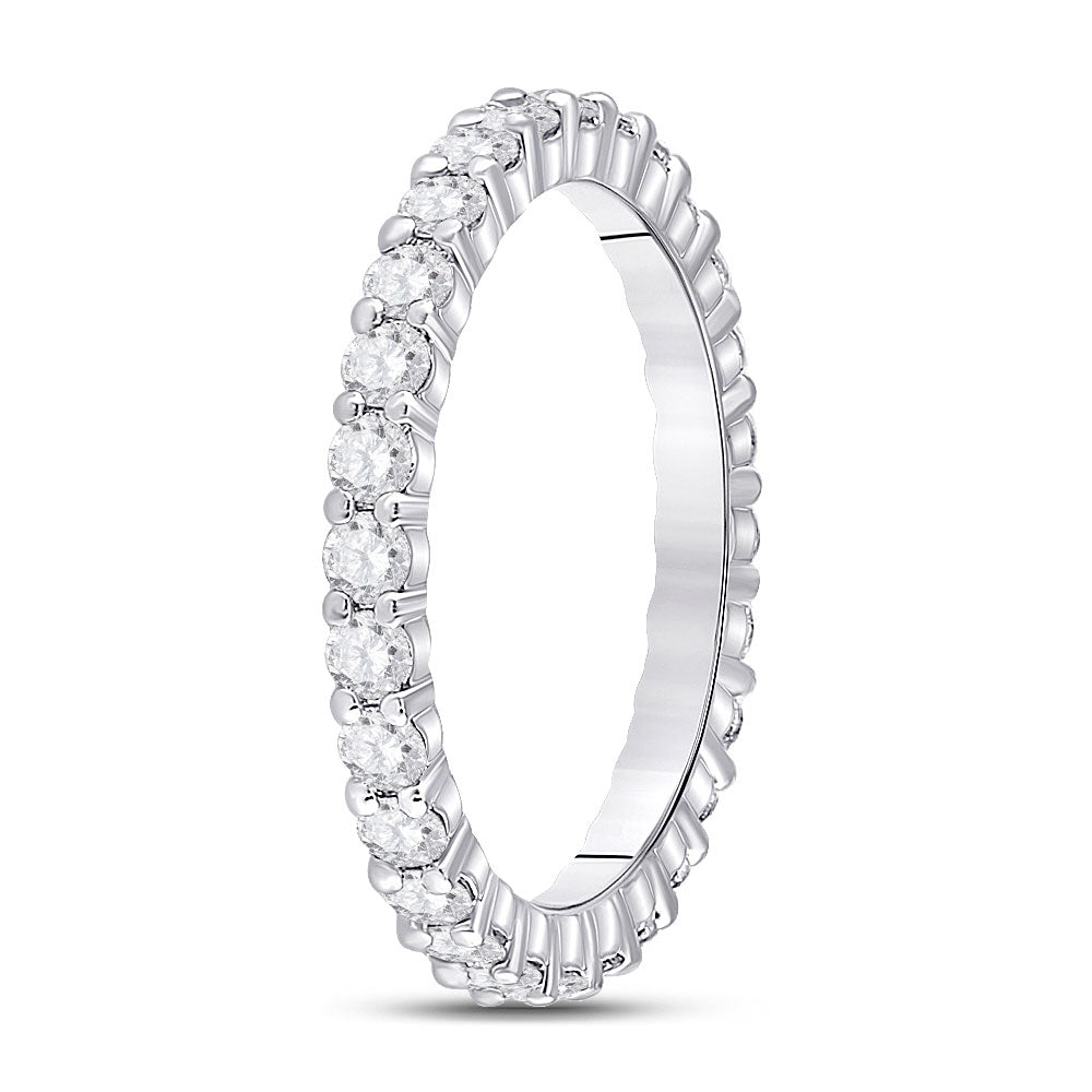 14K White Gold Womens Round Diamond Eternity Wedding Band 1 Cttw, Womens Size: 5-10