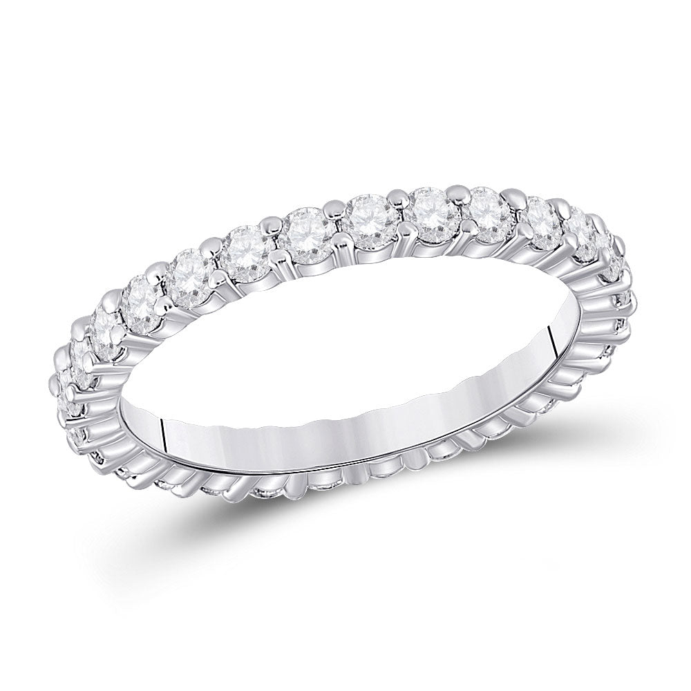 14K White Gold Womens Round Diamond Eternity Wedding Band 1 Cttw, Womens Size: 5-10