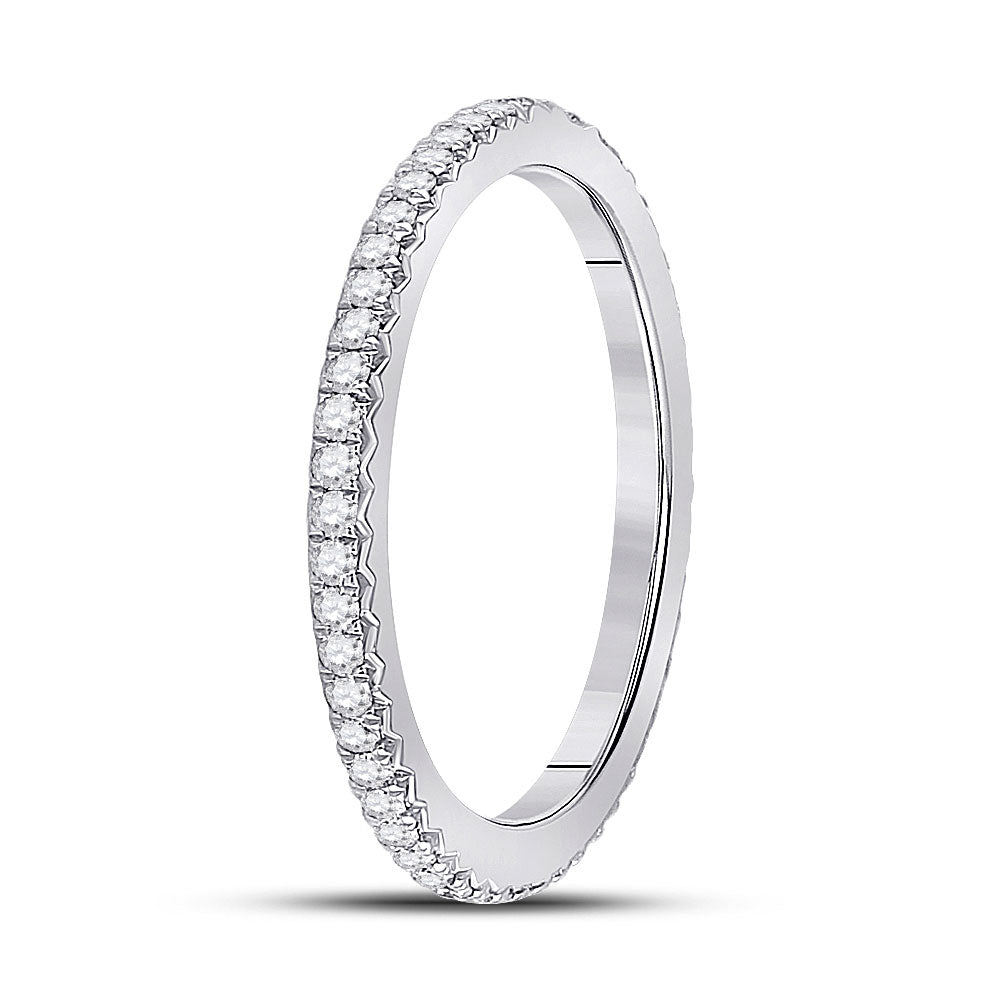 14K White Gold Womens Round Diamond Eternity Wedding Band 3/8 Cttw, Womens Size: 5-10