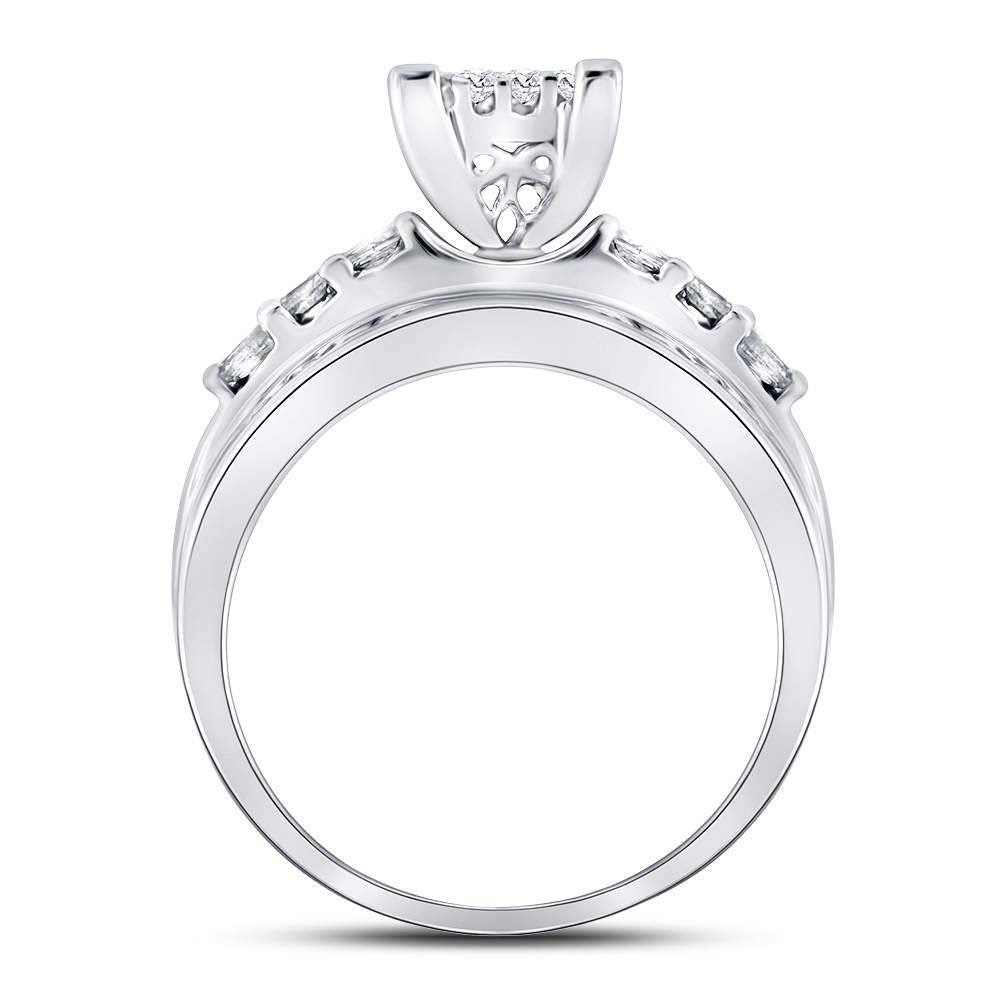 14K White Gold Princess Diamond Cluster Bridal Wedding Engagement Ring 1 Cttw, Womens Size: 5-10